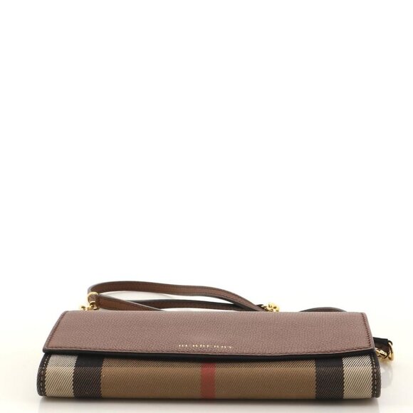 NWT BURBERRY HOUSE CHECK DERBY LEATHER CANVAS HENLEY CROSSBODY BAG CLUTCH - Picture 8 of 10